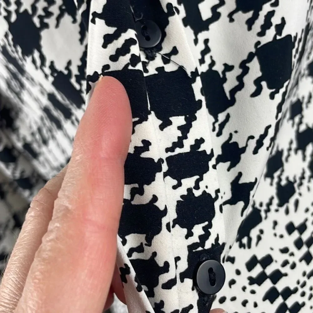 Richard Allen X H&M Houndstooth Plaid Button Front Shirt 2 - Picture 5 of 9